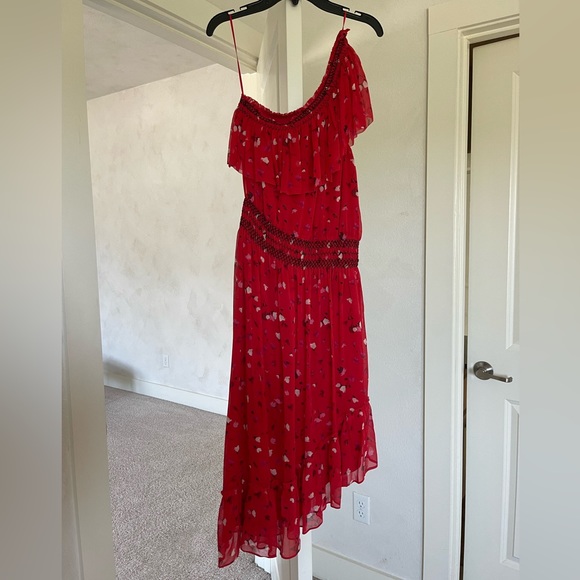 JOIE red floral ruffle dress - Picture 6 of 9